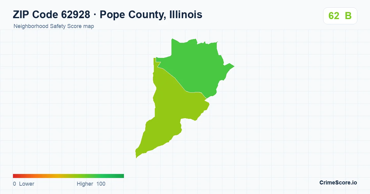 ZIP Code 62928 in Pope County, Illinois neighborhood Safety Score map