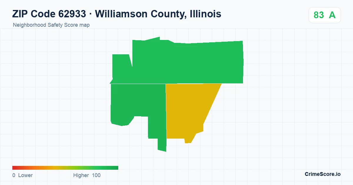 ZIP Code 62933 in Williamson County, Illinois neighborhood Safety Score map