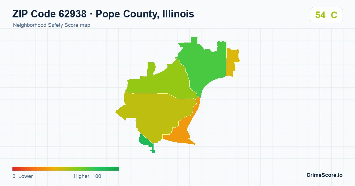 ZIP Code 62938 in Pope County, Illinois neighborhood Safety Score map
