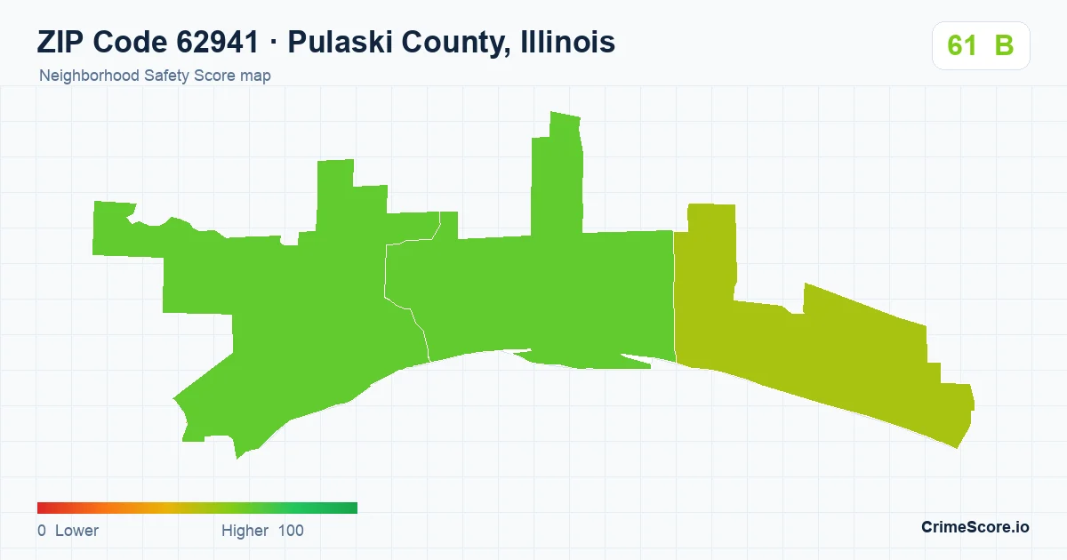ZIP Code 62941 in Pulaski County, Illinois neighborhood Safety Score map