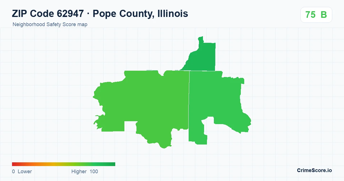 ZIP Code 62947 in Pope County, Illinois neighborhood Safety Score map