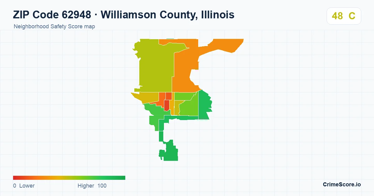 ZIP Code 62948 in Williamson County, Illinois neighborhood Safety Score map
