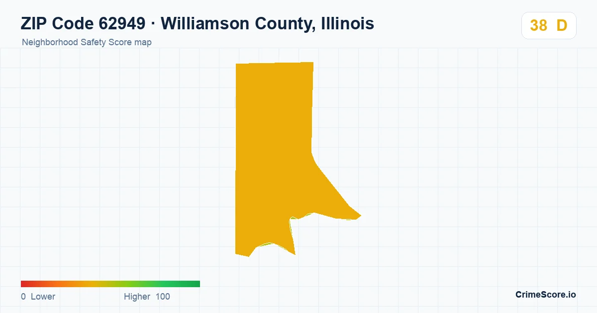 ZIP Code 62949 in Williamson County, Illinois neighborhood Safety Score map