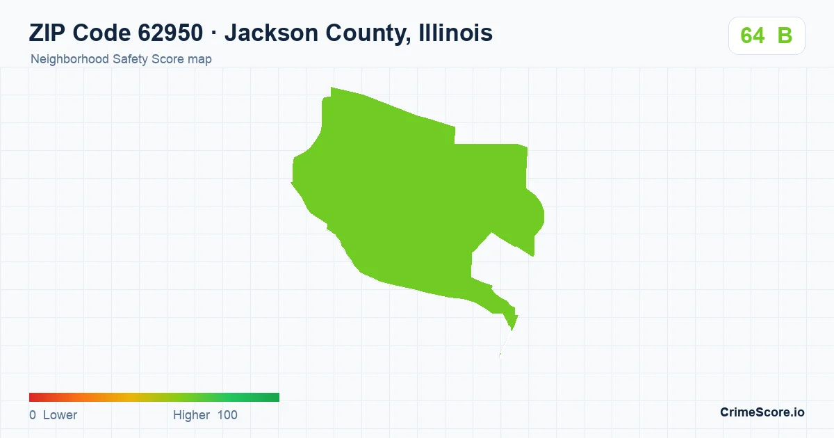 ZIP Code 62950 in Jackson County, Illinois neighborhood Safety Score map
