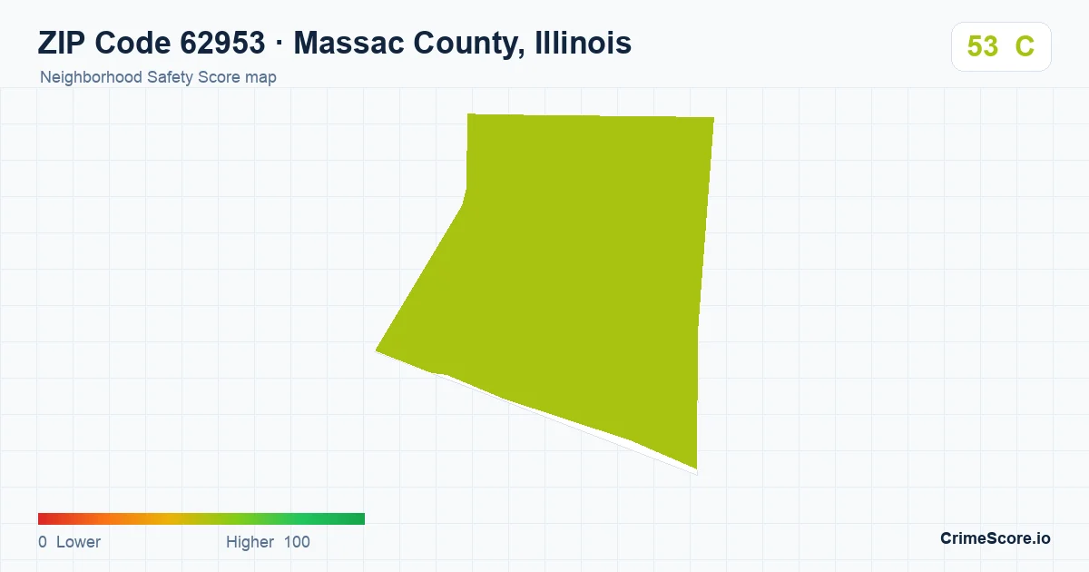 ZIP Code 62953 in Massac County, Illinois neighborhood Safety Score map