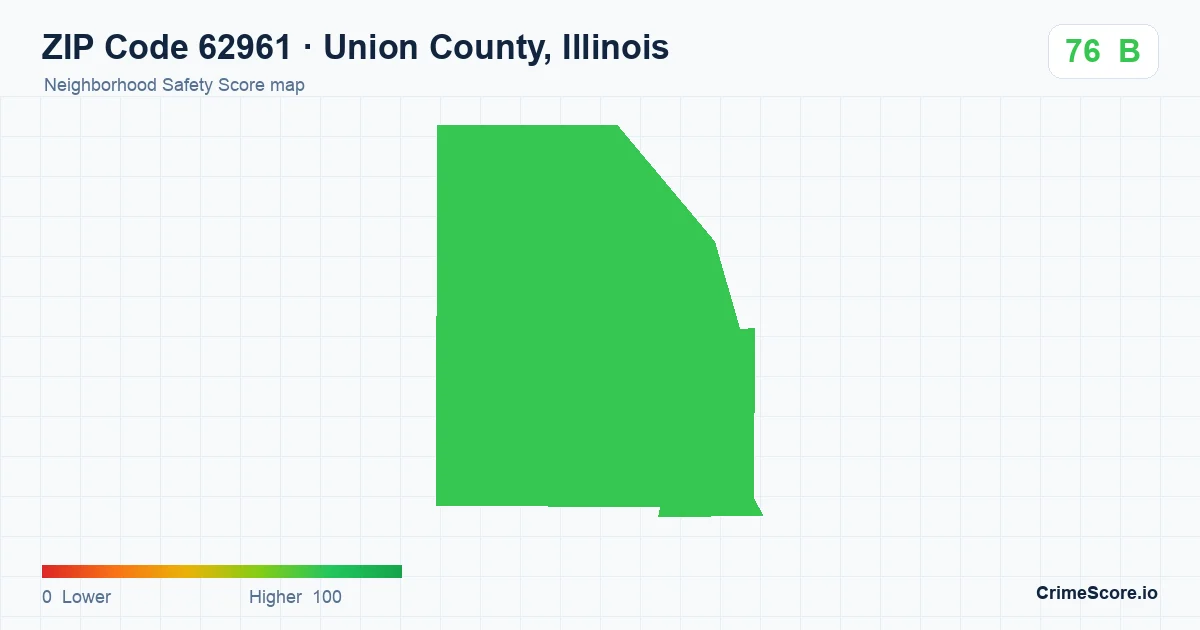 ZIP Code 62961 in Union County, Illinois neighborhood Safety Score map
