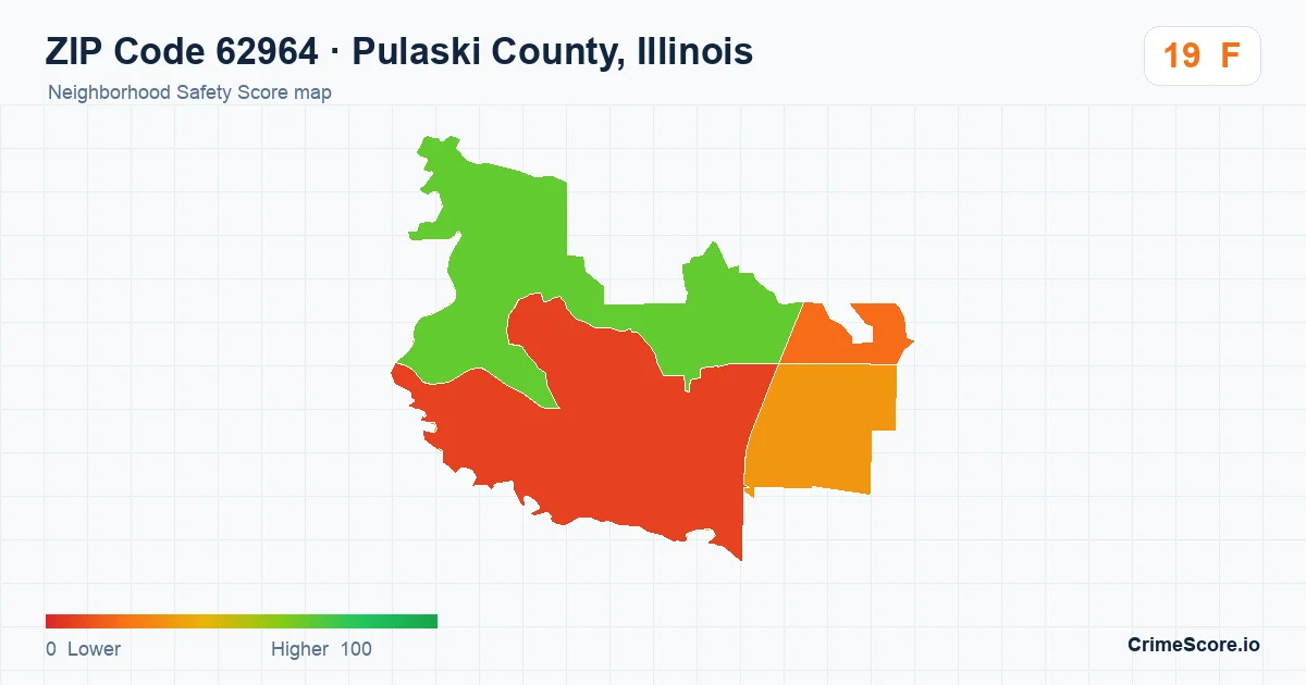 ZIP Code 62964 in Pulaski County, Illinois neighborhood Safety Score map