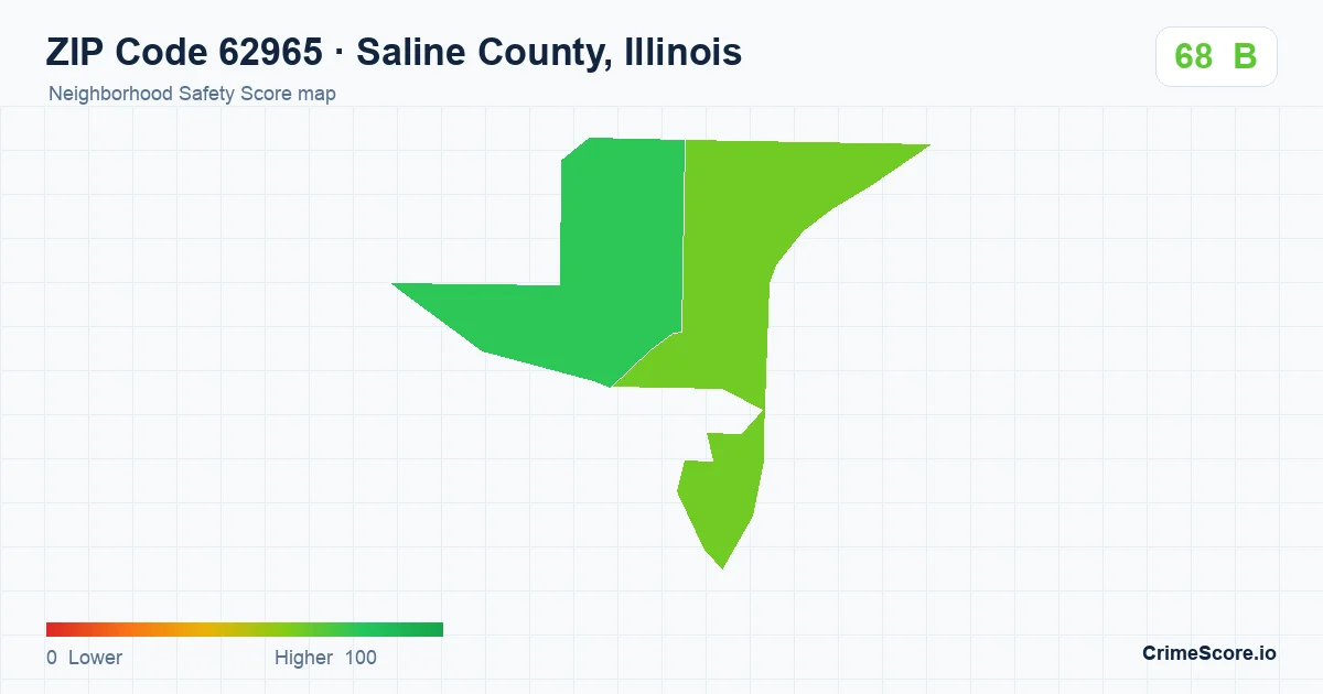ZIP Code 62965 in Saline County, Illinois neighborhood Safety Score map