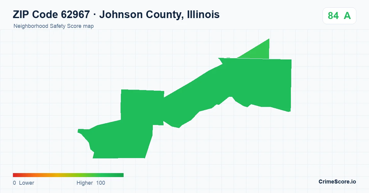 ZIP Code 62967 in Johnson County, Illinois neighborhood Safety Score map