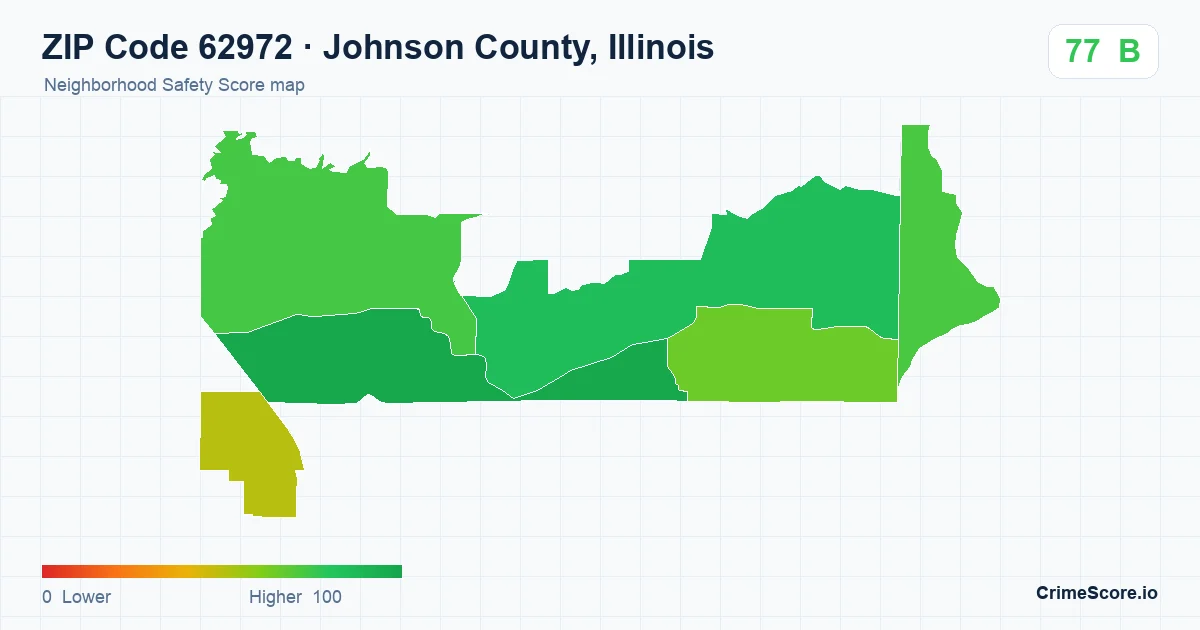 ZIP Code 62972 in Johnson County, Illinois neighborhood Safety Score map