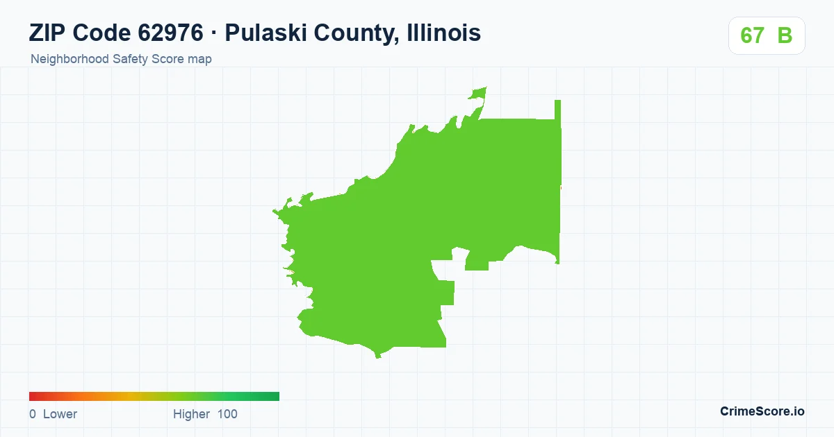 ZIP Code 62976 in Pulaski County, Illinois neighborhood Safety Score map