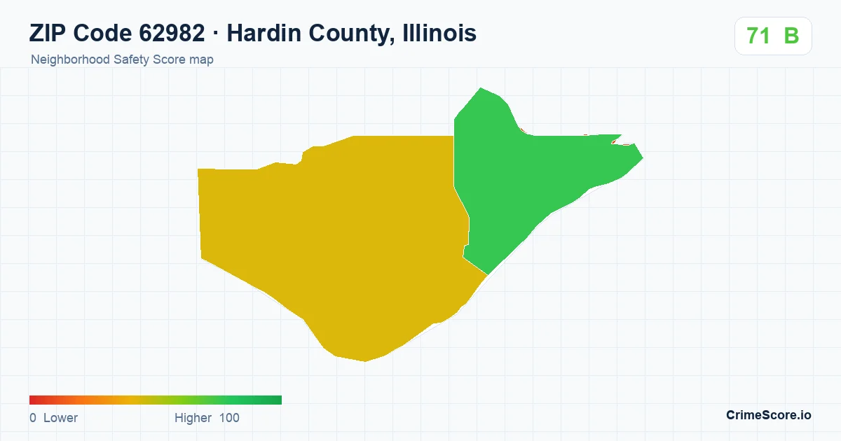 ZIP Code 62982 in Hardin County, Illinois neighborhood Safety Score map