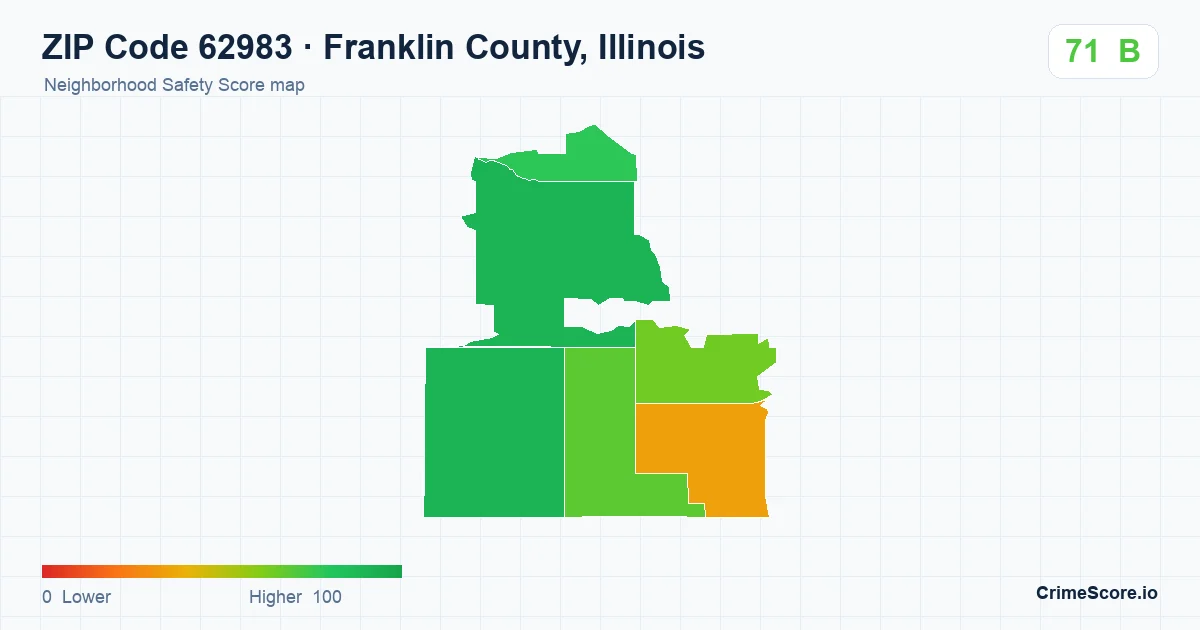 ZIP Code 62983 in Franklin County, Illinois neighborhood Safety Score map