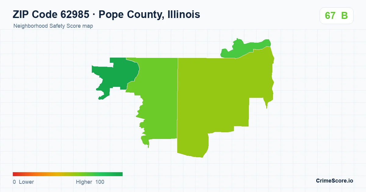 ZIP Code 62985 in Pope County, Illinois neighborhood Safety Score map