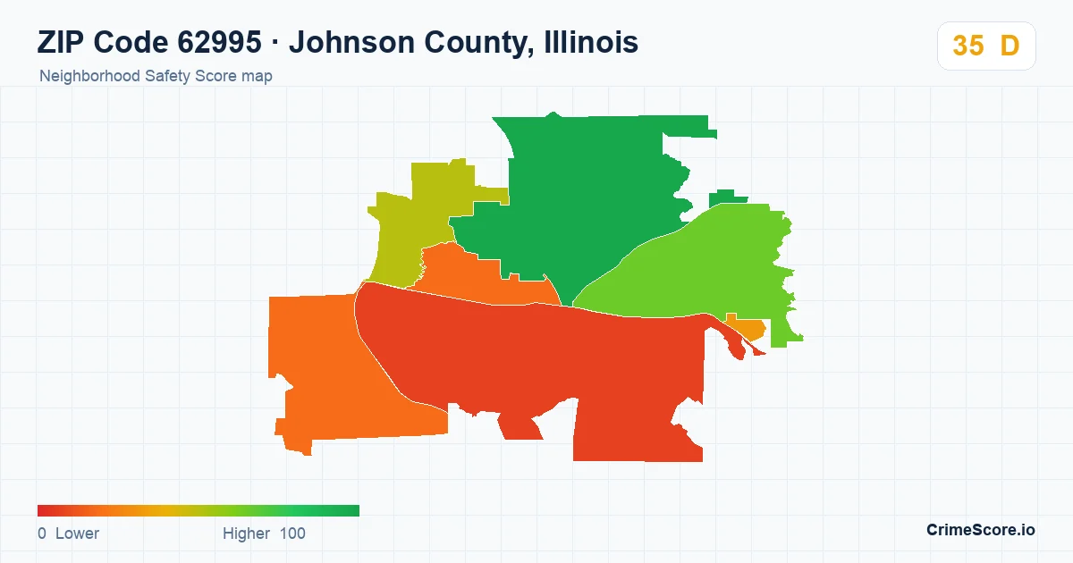 ZIP Code 62995 in Johnson County, Illinois neighborhood Safety Score map