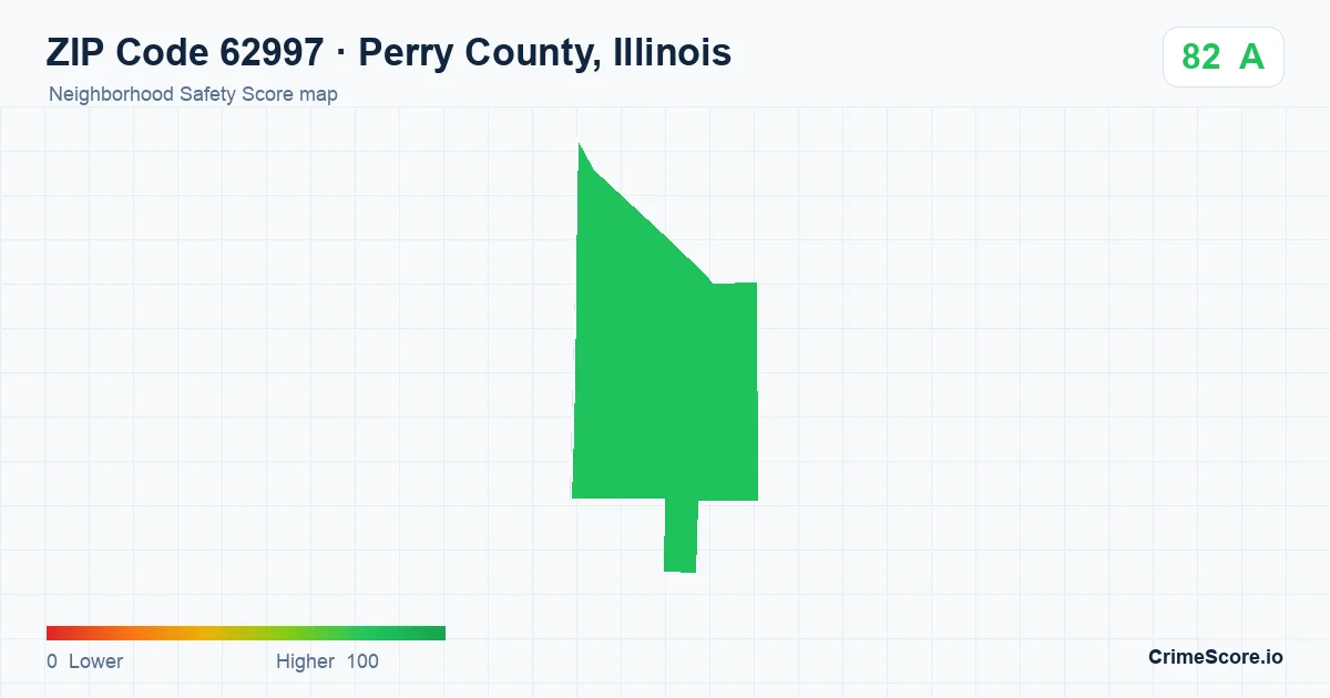 ZIP Code 62997 in Perry County, Illinois neighborhood Safety Score map