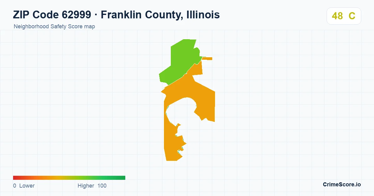 ZIP Code 62999 in Franklin County, Illinois neighborhood Safety Score map