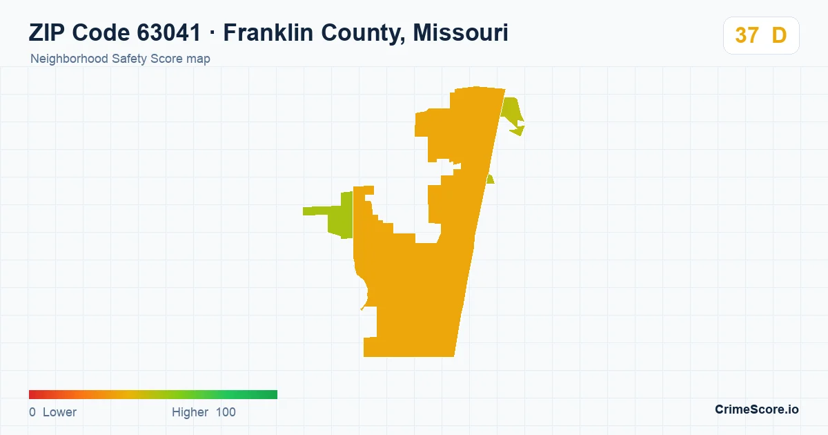 ZIP Code 63041 in Franklin County, Missouri neighborhood Safety Score map