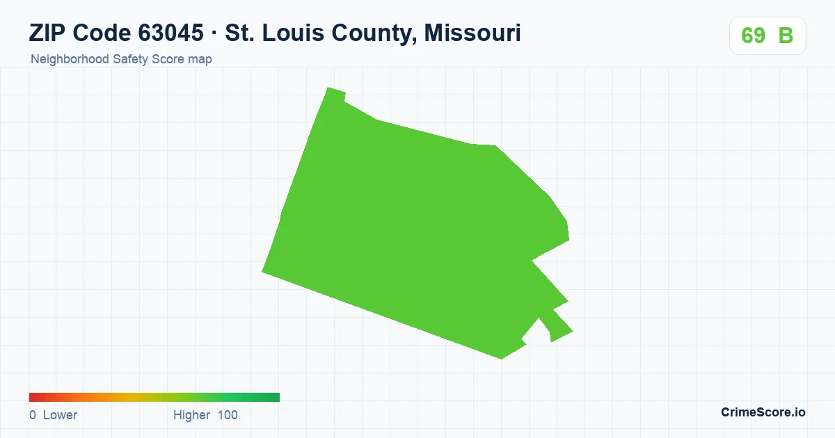 ZIP Code 63045 in St. Louis County, Missouri neighborhood Safety Score map
