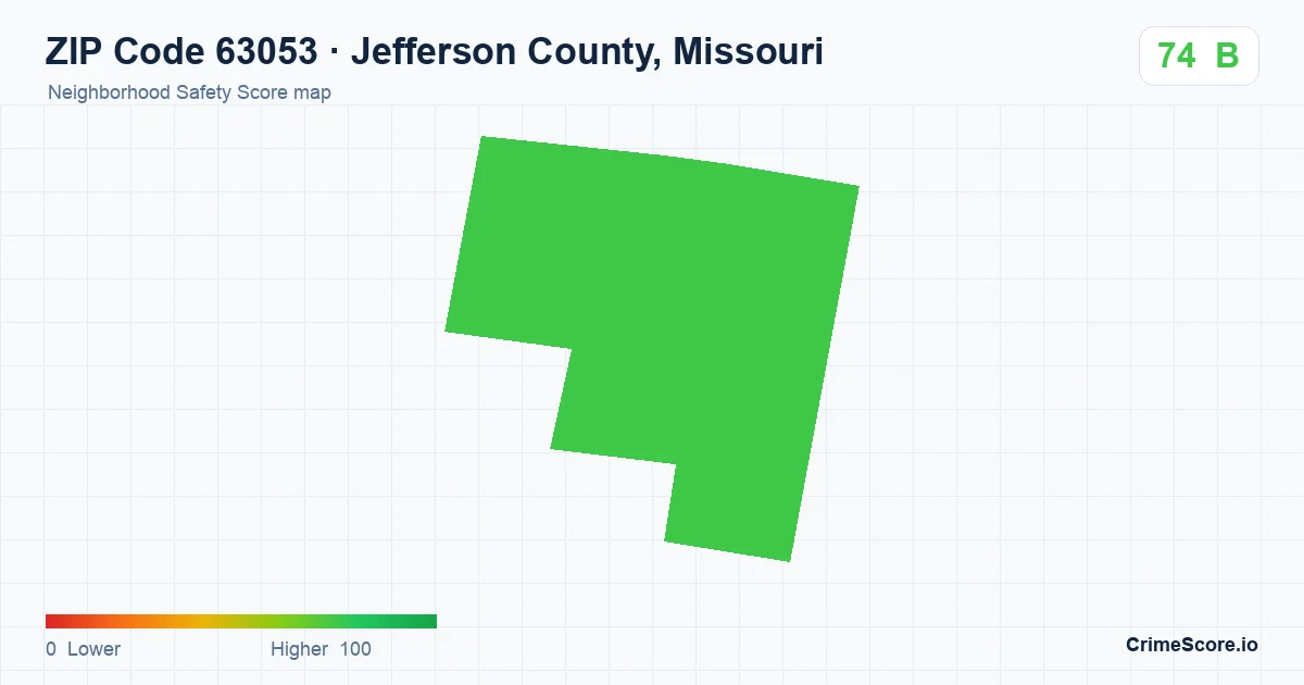 ZIP Code 63053 in Jefferson County, Missouri neighborhood Safety Score map