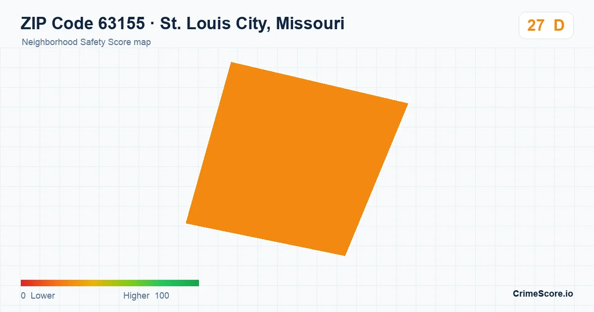 ZIP Code 63155 in St. Louis City, Missouri neighborhood Safety Score map