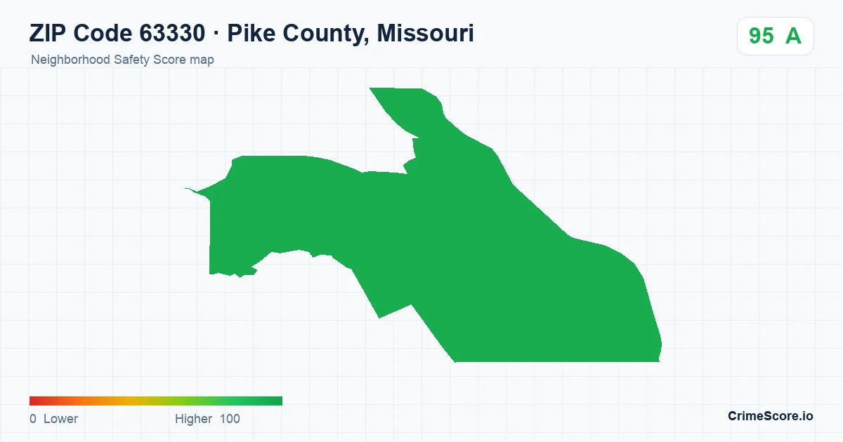 ZIP Code 63330 in Pike County, Missouri neighborhood Safety Score map