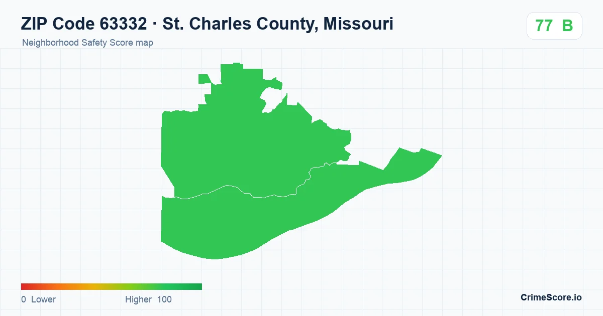 ZIP Code 63332 in St. Charles County, Missouri neighborhood Safety Score map