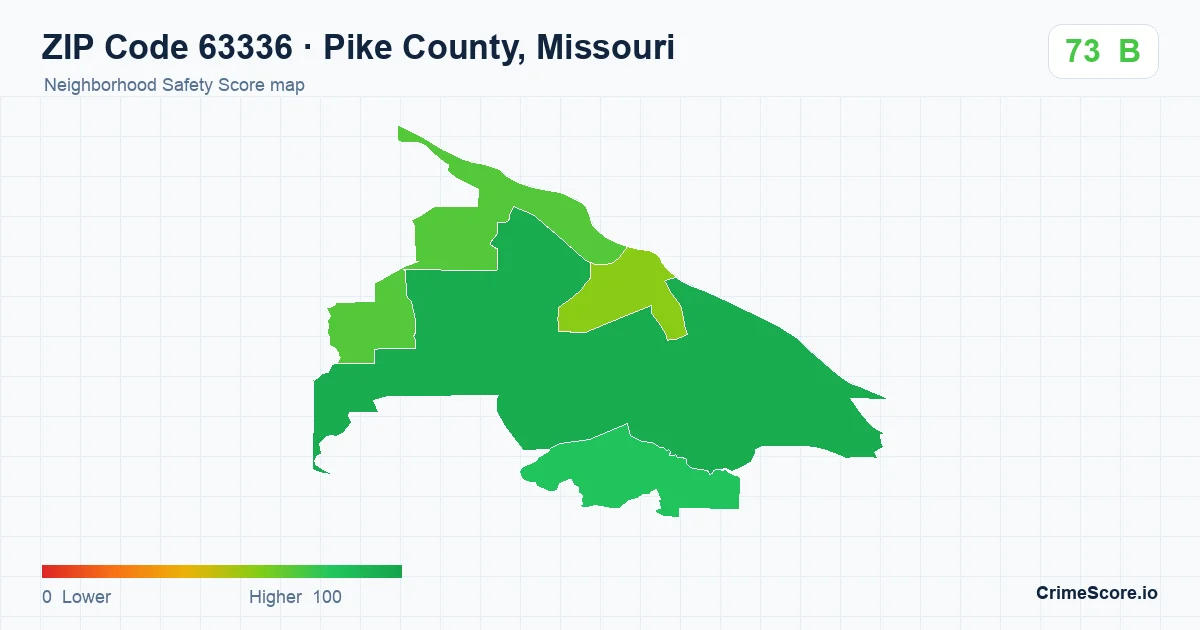 ZIP Code 63336 in Pike County, Missouri neighborhood Safety Score map