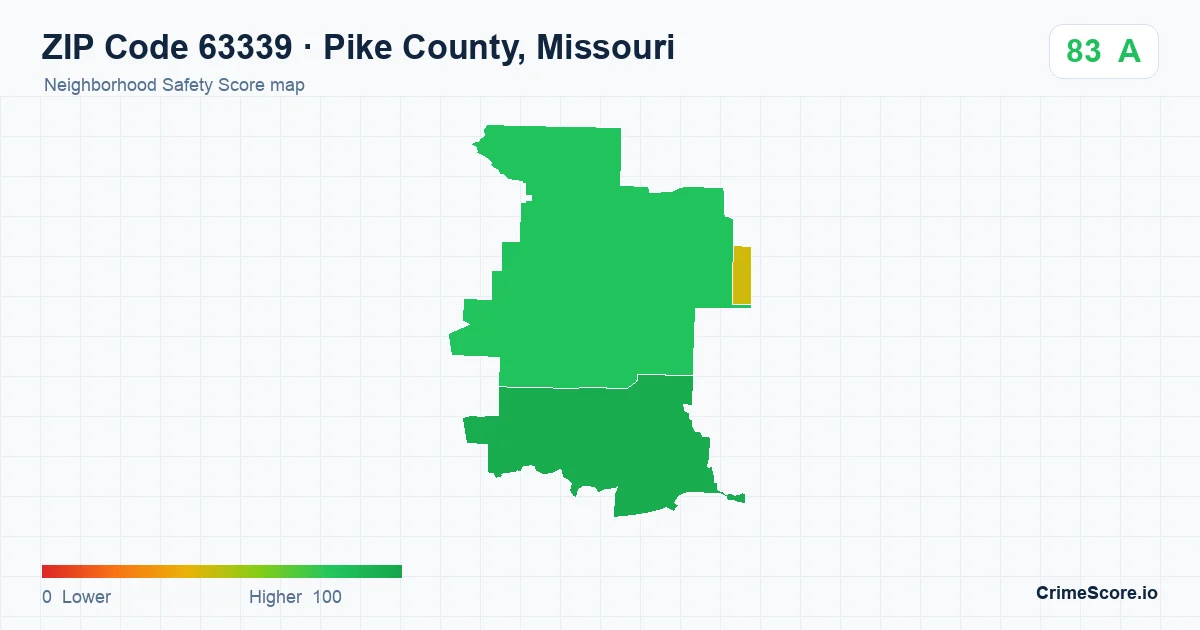 ZIP Code 63339 in Pike County, Missouri neighborhood Safety Score map