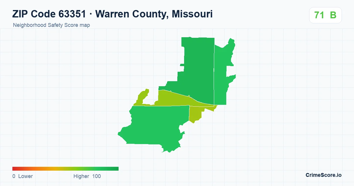 ZIP Code 63351 in Warren County, Missouri neighborhood Safety Score map