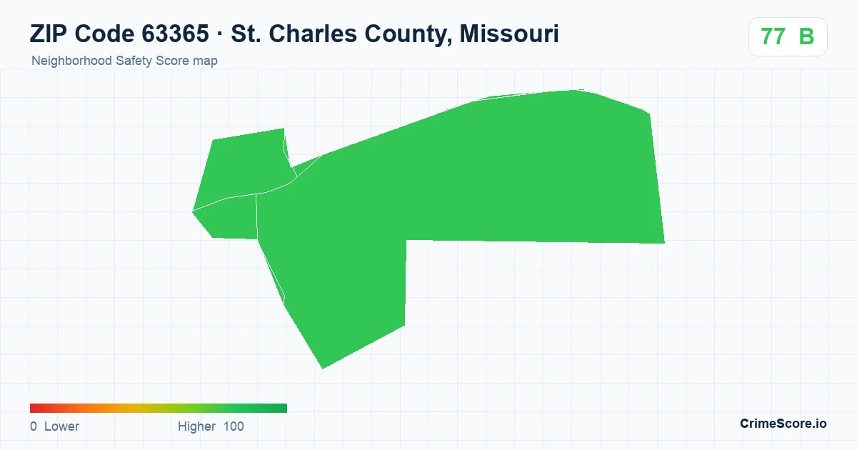 ZIP Code 63365 in St. Charles County, Missouri neighborhood Safety Score map