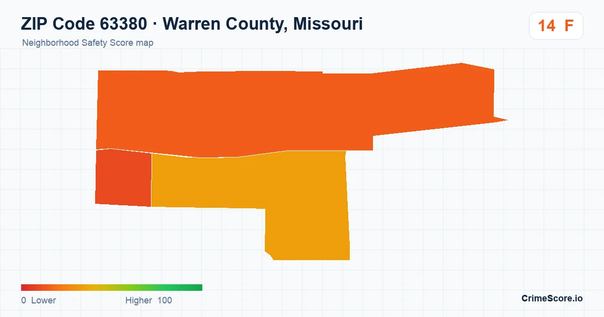 ZIP Code 63380 in Warren County, Missouri neighborhood Safety Score map