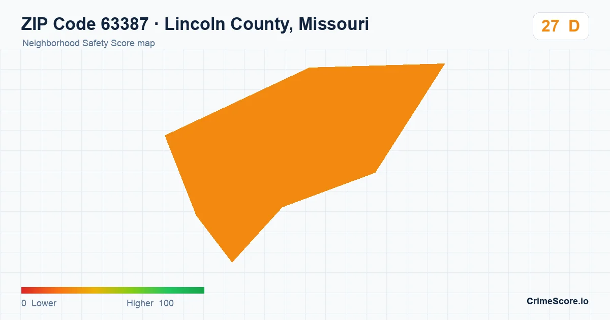 ZIP Code 63387 in Lincoln County, Missouri neighborhood Safety Score map
