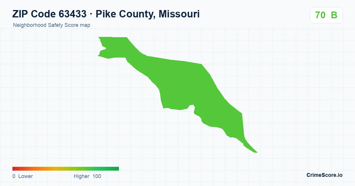 ZIP Code 63433 in Pike County, Missouri neighborhood Safety Score map
