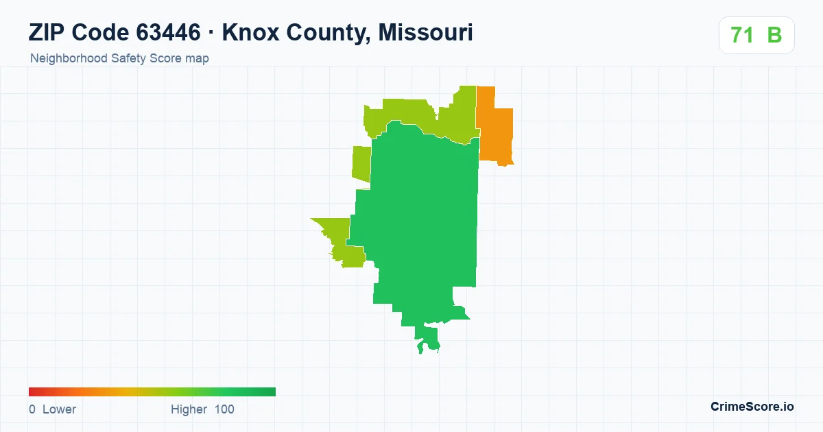 ZIP Code 63446 in Knox County, Missouri neighborhood Safety Score map