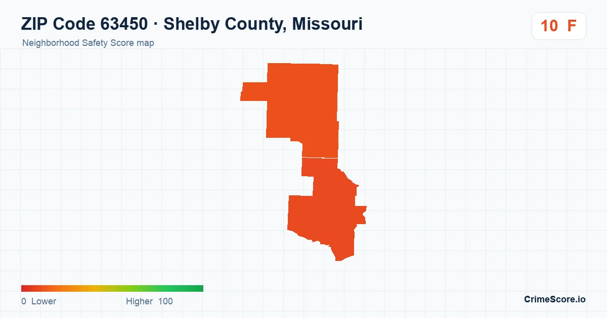 ZIP Code 63450 in Shelby County, Missouri neighborhood Safety Score map
