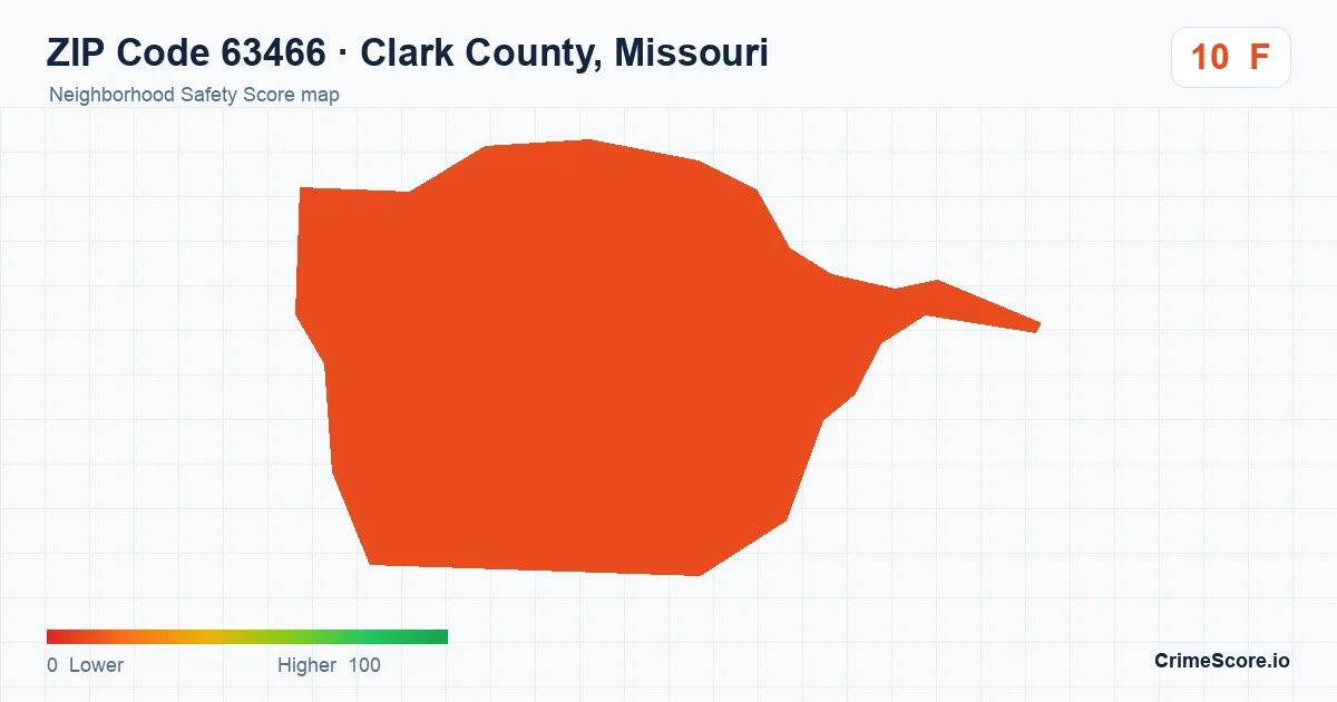 ZIP Code 63466 in Clark County, Missouri neighborhood Safety Score map