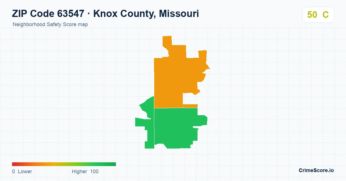 ZIP Code 63547 in Knox County, Missouri neighborhood Safety Score map