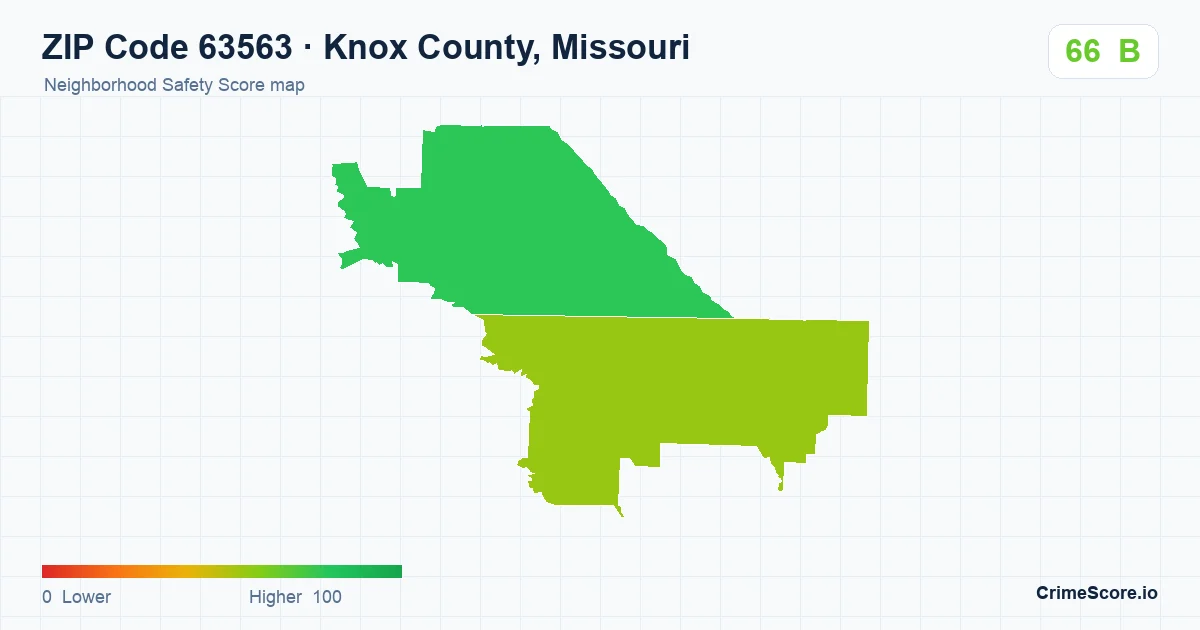 ZIP Code 63563 in Knox County, Missouri neighborhood Safety Score map