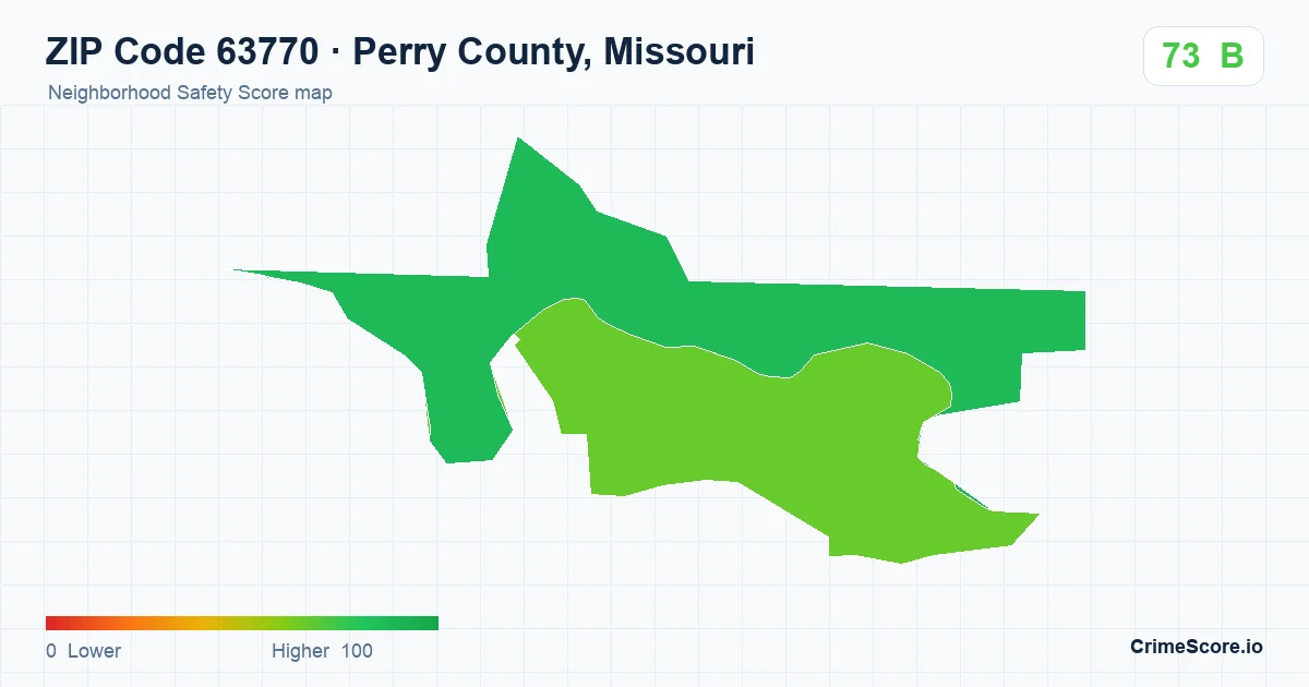 ZIP Code 63770 in Perry County, Missouri neighborhood Safety Score map