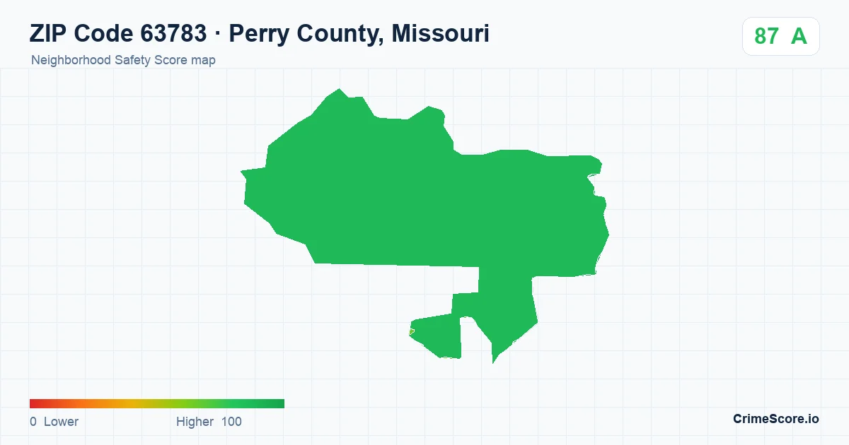 ZIP Code 63783 in Perry County, Missouri neighborhood Safety Score map