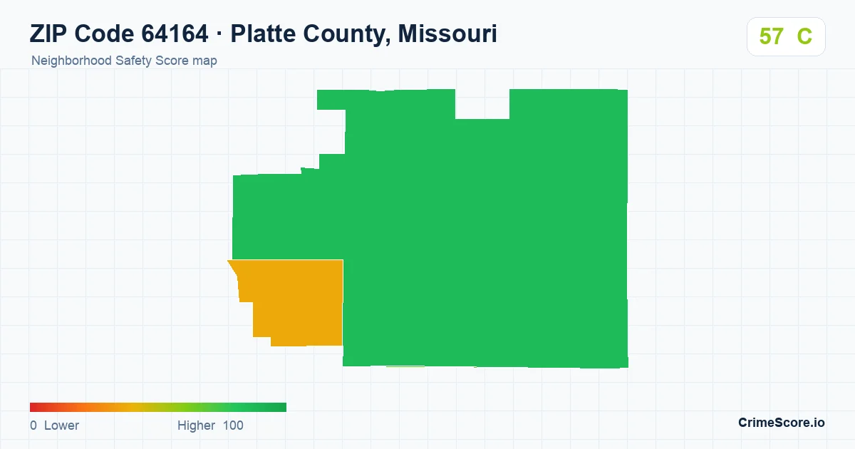 ZIP Code 64164 in Platte County, Missouri neighborhood Safety Score map