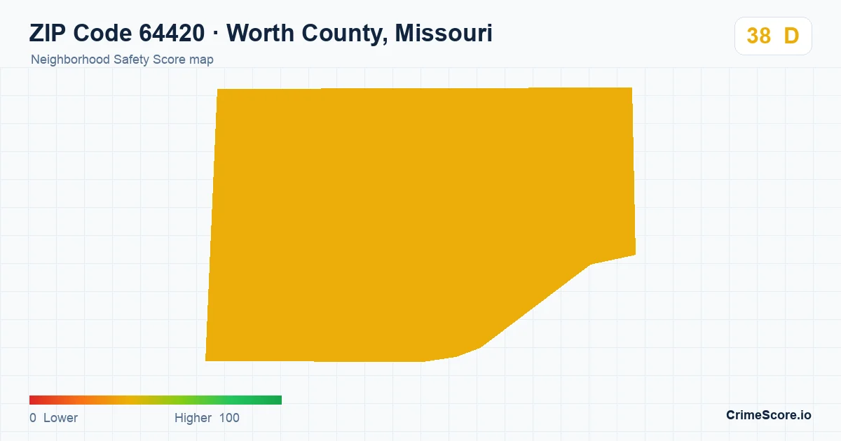 ZIP Code 64420 in Worth County, Missouri neighborhood Safety Score map