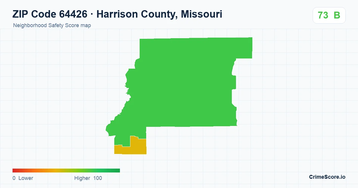 ZIP Code 64426 in Harrison County, Missouri neighborhood Safety Score map