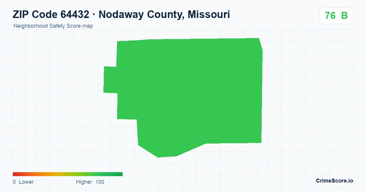 ZIP Code 64432 in Nodaway County, Missouri neighborhood Safety Score map