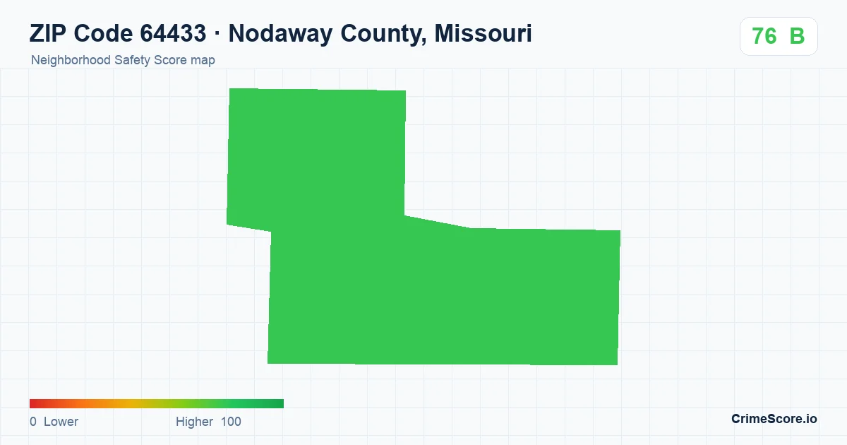ZIP Code 64433 in Nodaway County, Missouri neighborhood Safety Score map