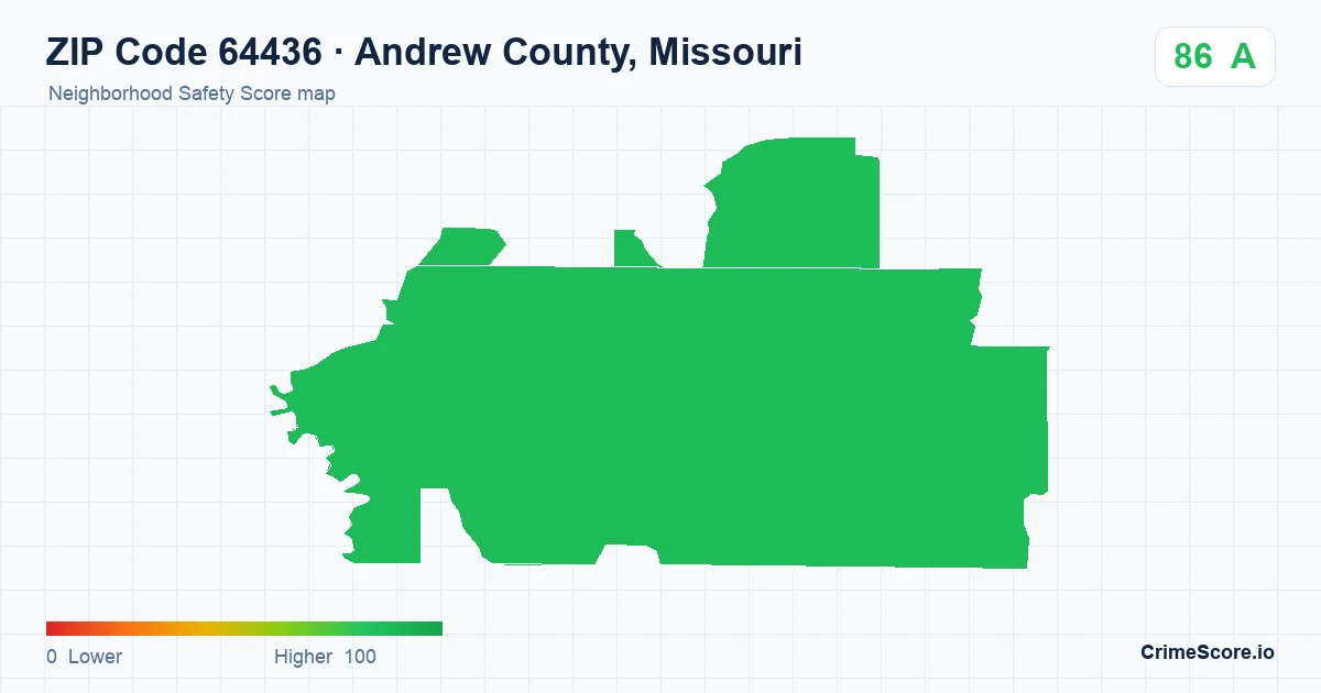 ZIP Code 64436 in Andrew County, Missouri neighborhood Safety Score map