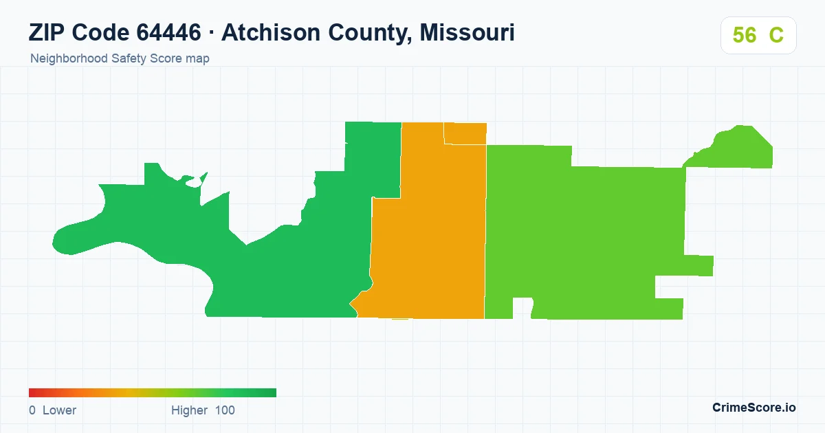 ZIP Code 64446 in Atchison County, Missouri neighborhood Safety Score map