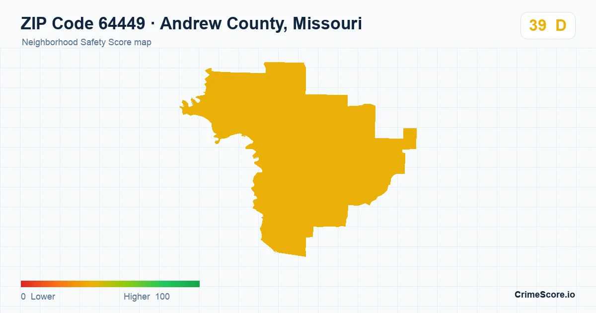 ZIP Code 64449 in Andrew County, Missouri neighborhood Safety Score map