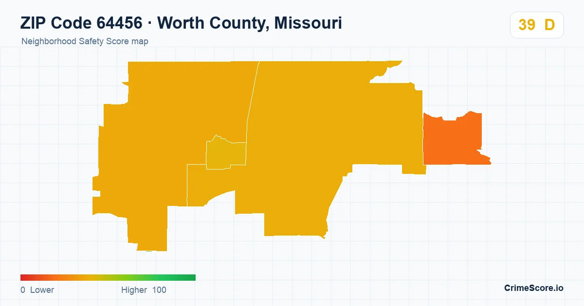 ZIP Code 64456 in Worth County, Missouri neighborhood Safety Score map
